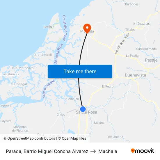 Parada, Barrio Miguel Concha Alvarez to Machala map