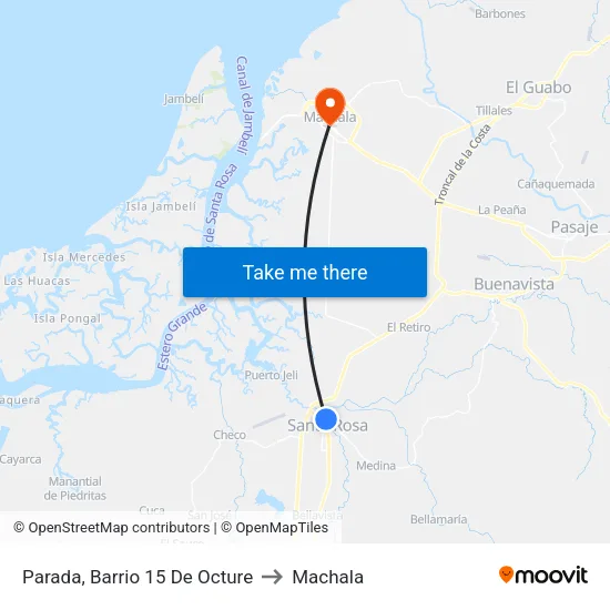 Parada, Barrio 15 De Octure to Machala map