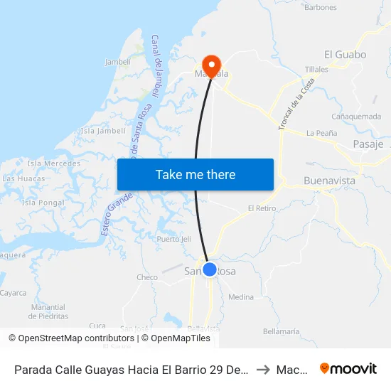 Parada Calle Guayas Hacia El Barrio 29 De Noviembre to Machala map