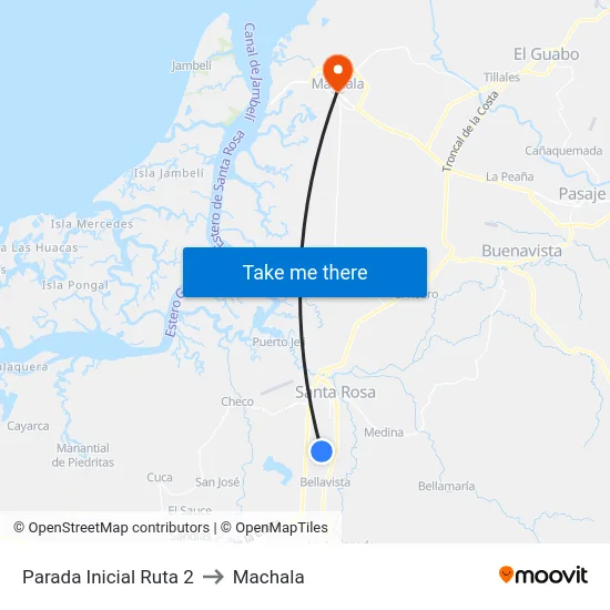 Parada Inicial Ruta 2 to Machala map