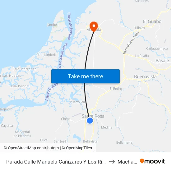 Parada Calle Manuela Cañizares Y Los Ríos to Machala map