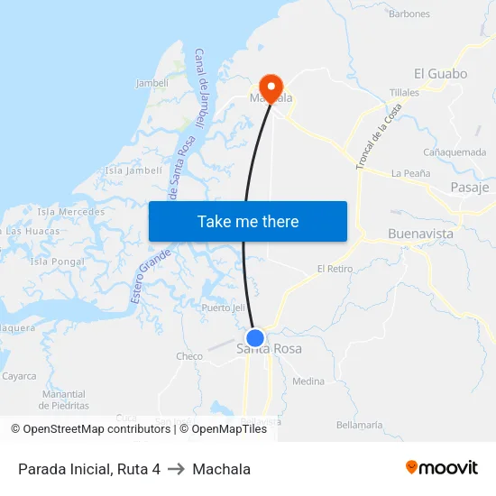 Parada Inicial, Ruta 4 to Machala map