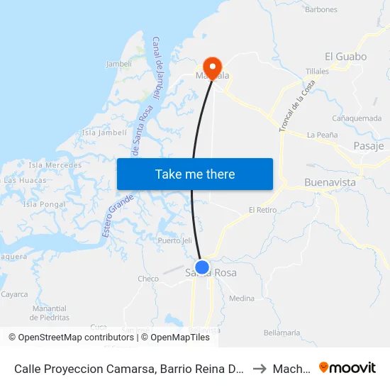 Calle Proyeccion Camarsa, Barrio Reina Del Cisne to Machala map