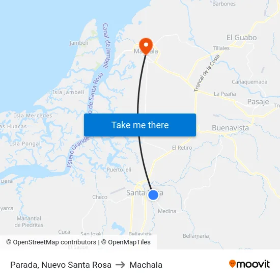 Parada, Nuevo Santa Rosa to Machala map