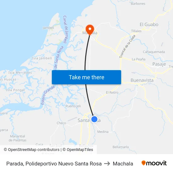 Parada, Polideportivo Nuevo Santa Rosa to Machala map