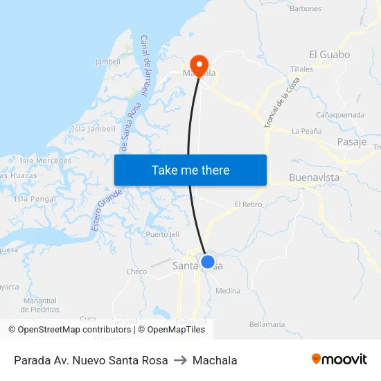 Parada Av. Nuevo Santa Rosa to Machala map