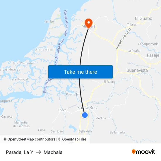 Parada, La Y to Machala map