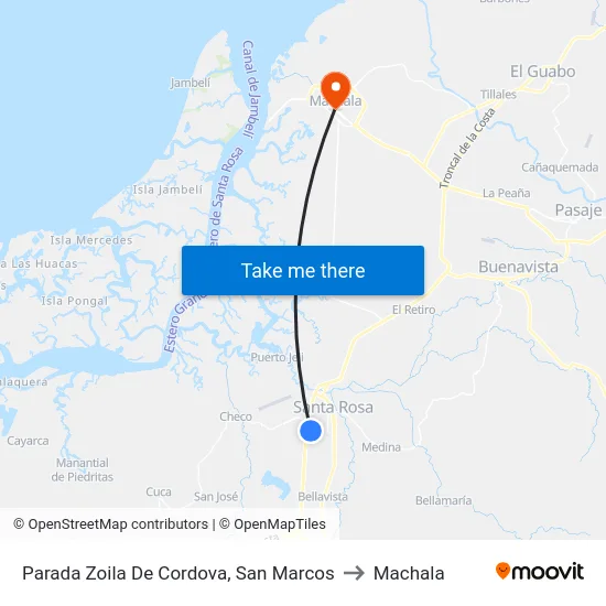 Parada Zoila De Cordova, San Marcos to Machala map