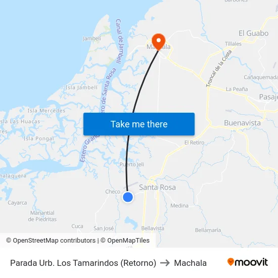 Parada Urb. Los Tamarindos (Retorno) to Machala map