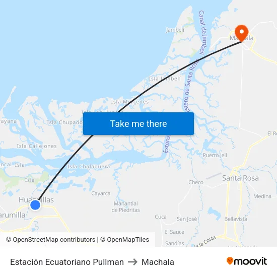 Estación Ecuatoriano Pullman to Machala map