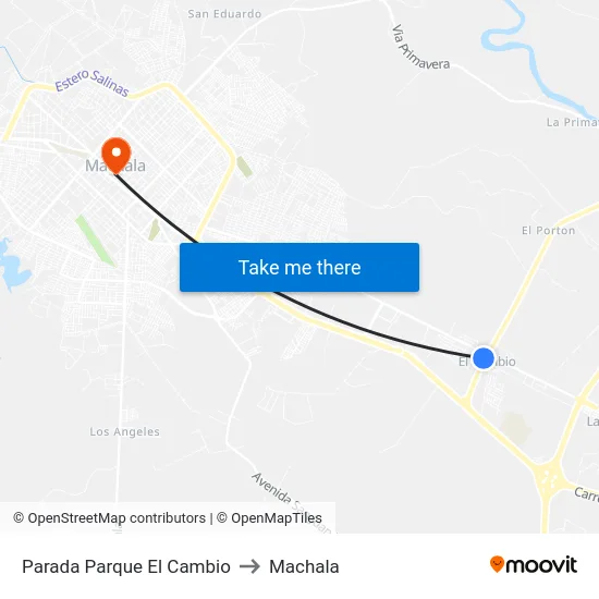Parada Parque El Cambio to Machala map