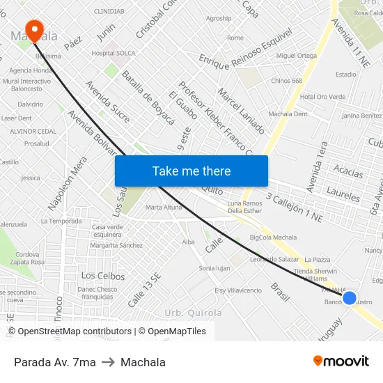 Parada Av. 7ma to Machala map