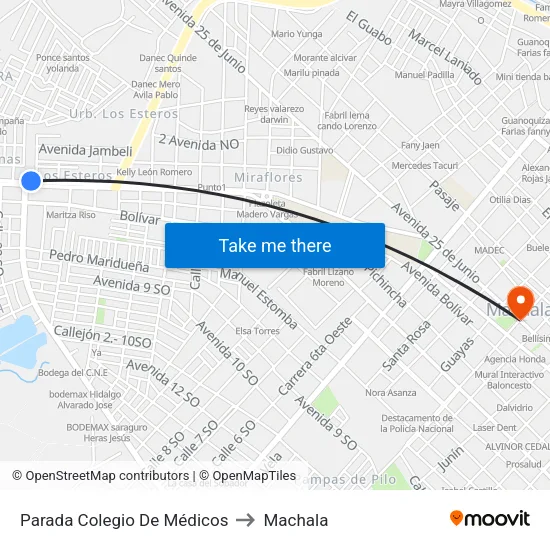 Parada Colegio De Médicos to Machala map