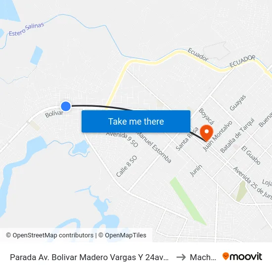 Parada Av. Bolivar Madero Vargas Y 24ava Oeste to Machala map