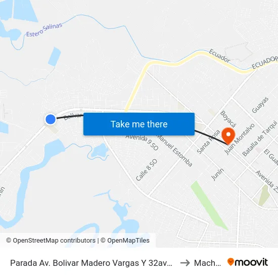 Parada Av. Bolivar Madero Vargas Y 32ava Oeste to Machala map
