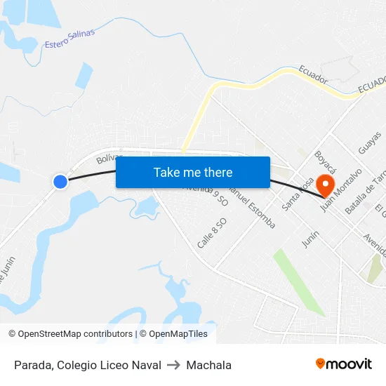 Parada, Colegio Liceo Naval to Machala map