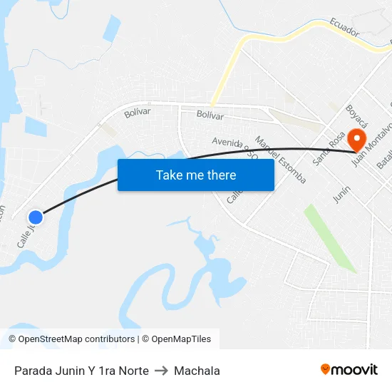 Parada Junin Y 1ra Norte to Machala map
