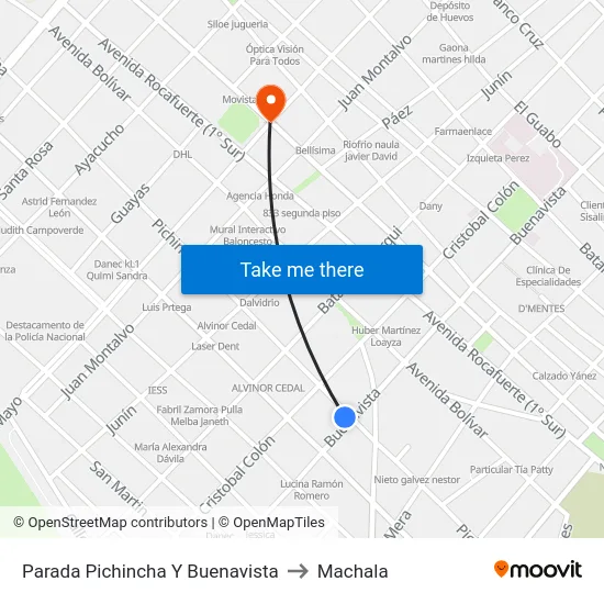 Parada Pichincha Y Buenavista to Machala map