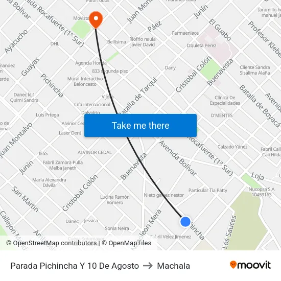 Parada Pichincha Y 10 De Agosto to Machala map