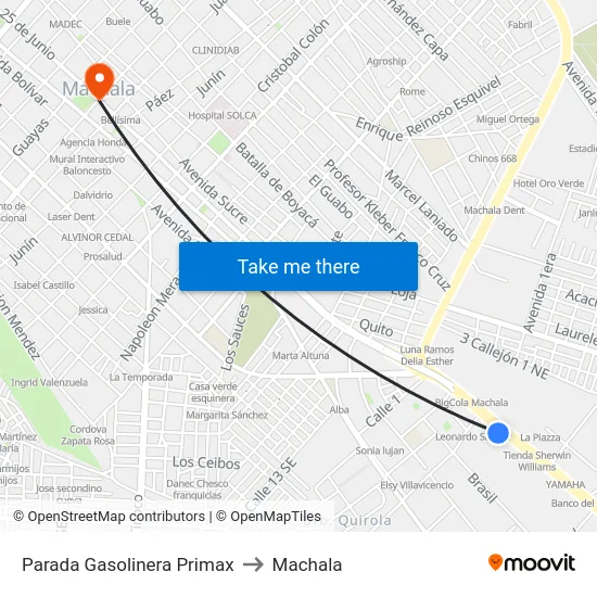 Parada Gasolinera Primax to Machala map
