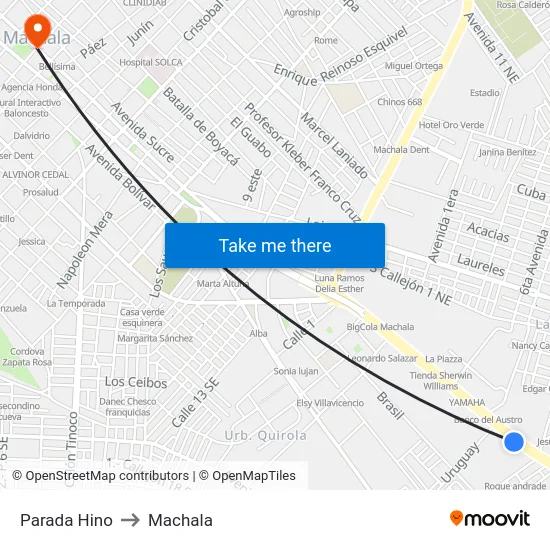 Parada Hino to Machala map