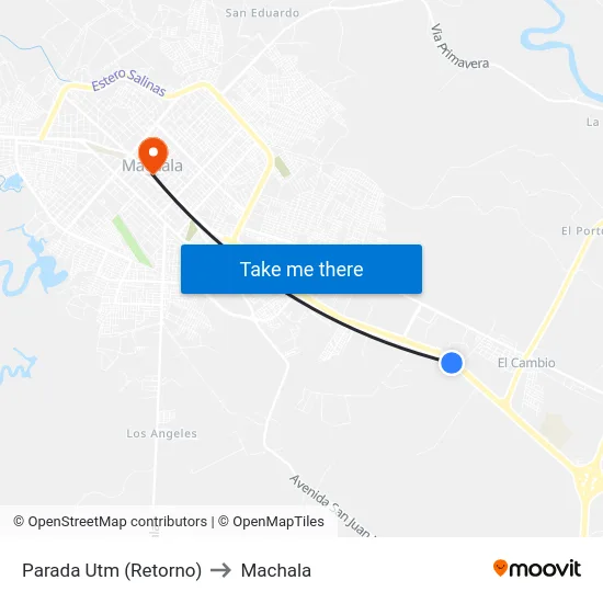 Parada Utm (Retorno) to Machala map