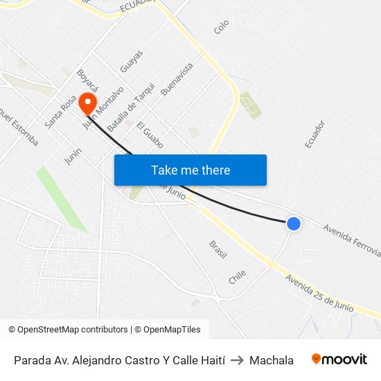 Parada Av. Alejandro Castro Y Calle Haití to Machala map