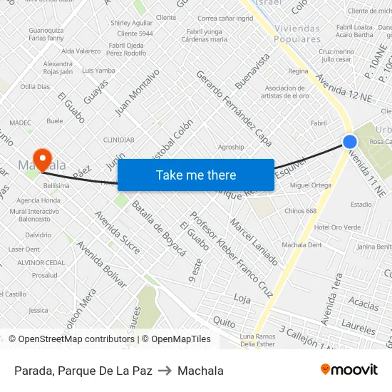 Parada, Parque De La Paz to Machala map