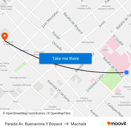 Parada Av. Buenavista Y Boyacá to Machala map