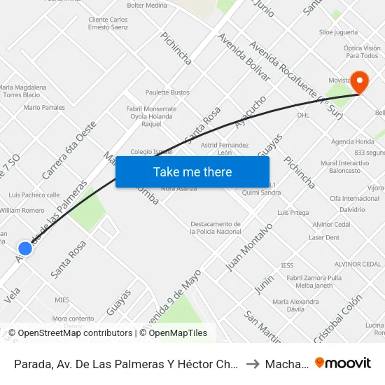 Parada, Av. De Las Palmeras Y Héctor Chica to Machala map