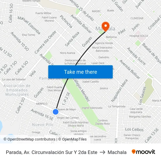 Parada, Av. Circunvalación Sur Y 2da Este to Machala map