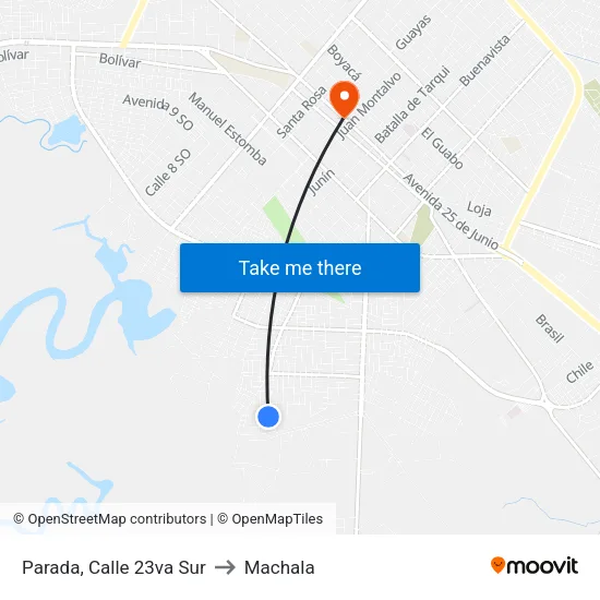 Parada, Calle 23va Sur to Machala map