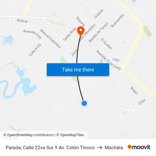 Parada, Calle 22va Sur Y Av. Colón Tinoco to Machala map