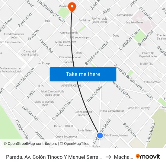 Parada, Av. Colón Tinoco Y Manuel Serrano to Machala map