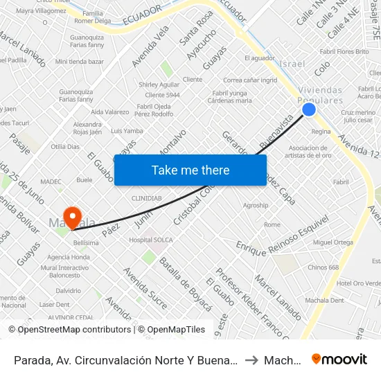 Parada, Av. Circunvalación Norte Y Buenavista to Machala map