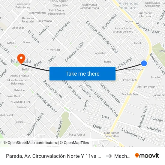 Parada, Av. Circunvalación Norte Y 11va Norte to Machala map