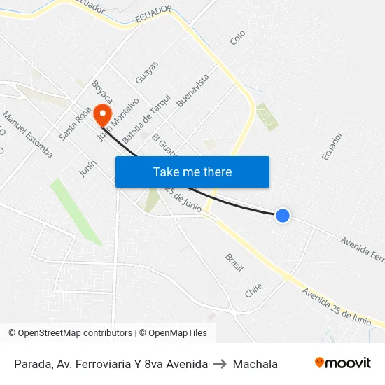 Parada, Av. Ferroviaria Y 8va Avenida to Machala map