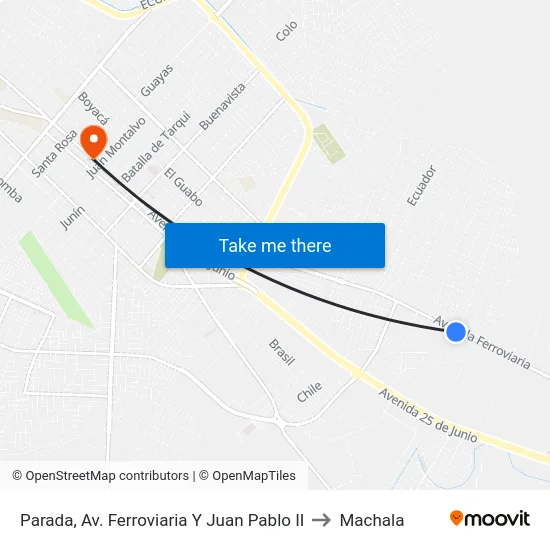 Parada, Av. Ferroviaria Y Juan Pablo II to Machala map