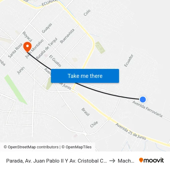 Parada, Av. Juan Pablo II Y Av. Cristobal Colón to Machala map