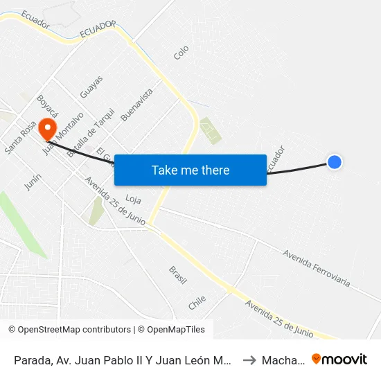 Parada, Av. Juan Pablo II Y Juan León Mera to Machala map