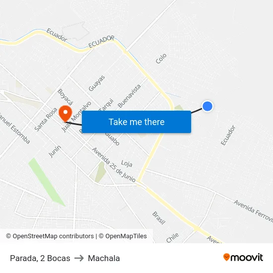 Parada, 2 Bocas to Machala map