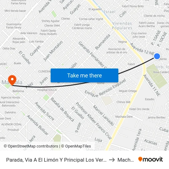 Parada, Via A El Limón Y Principal Los Vergeles to Machala map