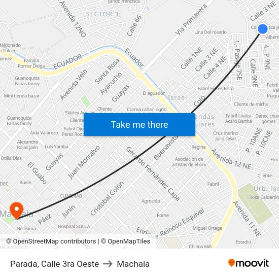 Parada, Calle 3ra Oeste to Machala map