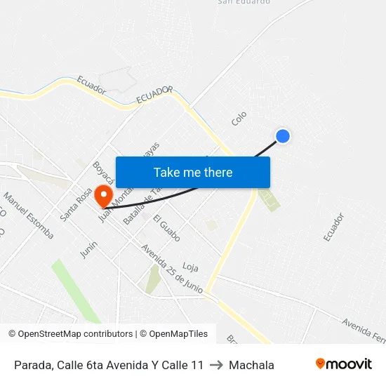 Parada, Calle 6ta Avenida Y Calle 11 to Machala map
