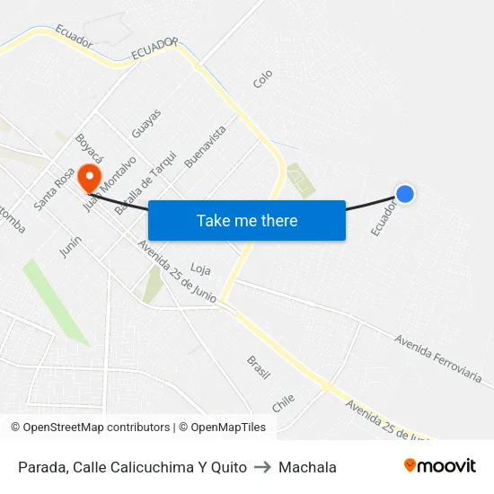 Parada, Calle Calicuchima Y Quito to Machala map