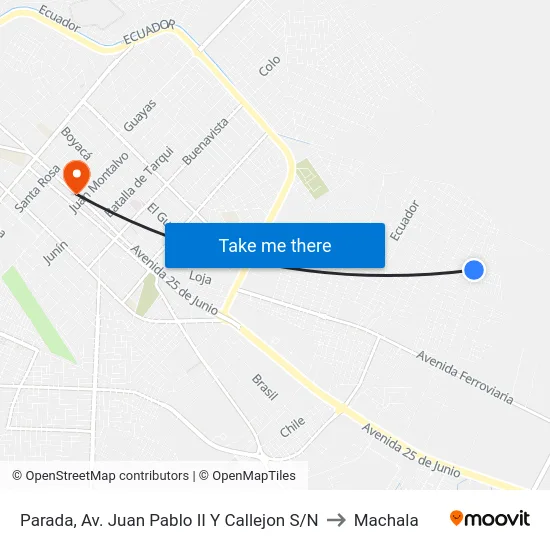 Parada, Av. Juan Pablo II Y Callejon S/N to Machala map