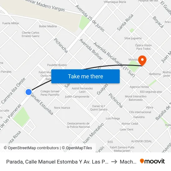 Parada, Calle Manuel Estomba Y Av. Las Palmeras to Machala map