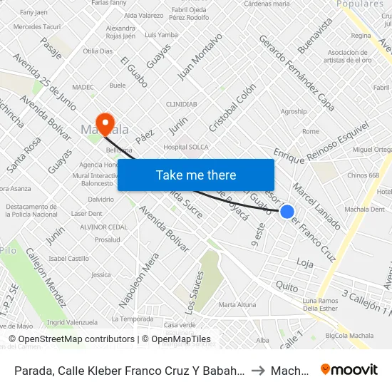 Parada, Calle Kleber Franco Cruz Y Babahoyo to Machala map