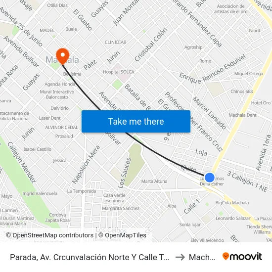 Parada, Av. Crcunvalación Norte Y Calle Tulcan to Machala map