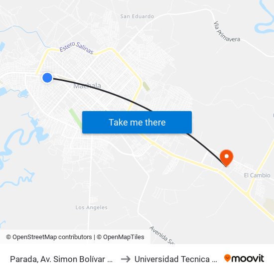 Parada, Av. Simon Bolívar Y 16ava Oeste to Universidad Tecnica De Machala map